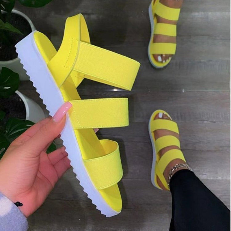 Woman Sandals Summer Casaul Platform Sandalias Soild Color Slip On