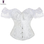 Women Short Sleeve Corset Solid Color Tie up Boat Neck Close fitting